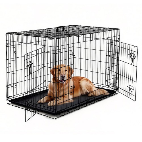 Folding metal dog - folding, crate