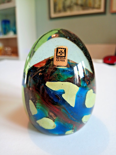 Mdina glass paperweight - glass, tiger