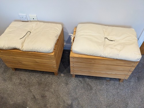 Two ikea storage seats stools - two,