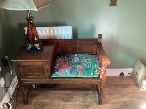 Telephone seat wood bros old - seat-wood,