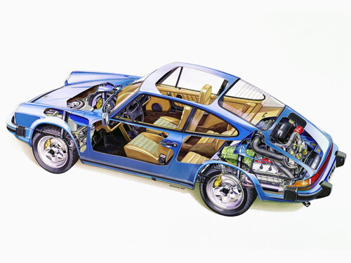 Porsche 911 cutaway - porsche,