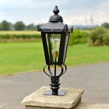 Black Victorian Lantern & Pillar Post Set - 71cm