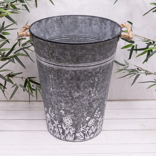 Large grey flower pot - pot, zinc
