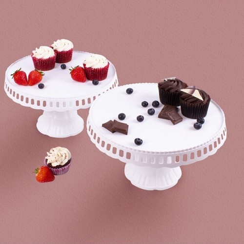 White single tier cake stand - tier,