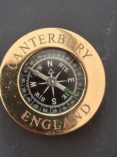 Brass cased compass - cased, inscribed