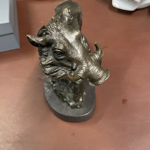 Bronze warthog statue - bronze,