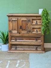 Mexican Solid Pine Waxed Distressed Sideboard Cupboard with Drawers