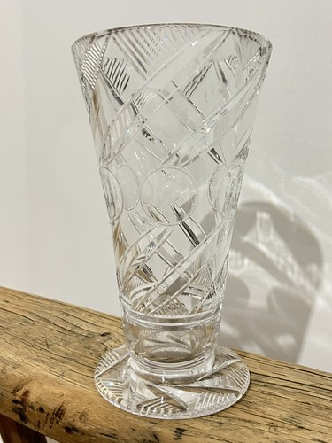 Cut glass art deco vase - deco,
