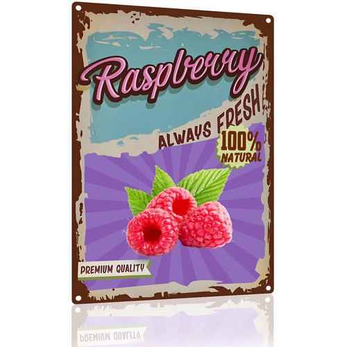 Vintage raspberry fruit metal - raspberry,