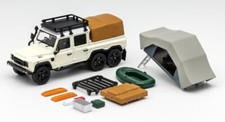 LAND ROVER Defender 6x6 + Camping Stuff - White - GCD 1:64