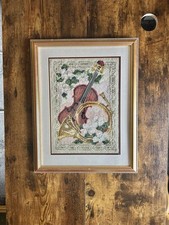 Handmade Vintage Framed Tapestry 'Sonata' Music Art Gallery Wall Cottagecore