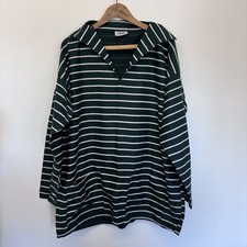 Newlyn Fishermans Smock Fits XXL Ch54” Green Stripe Cotton Arty Cornish