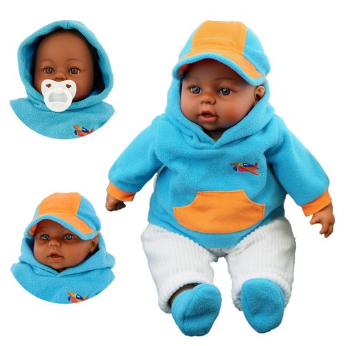 Black baby doll boy - black, 18”