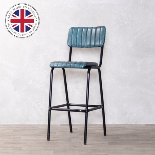 Blue faux leather bar - faux,