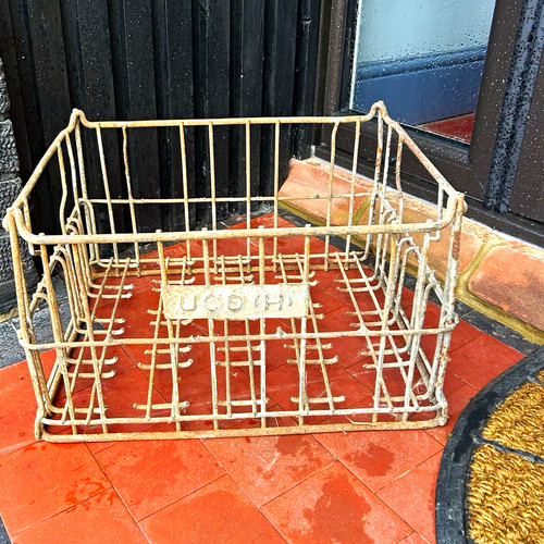 Vintage metal milk crate