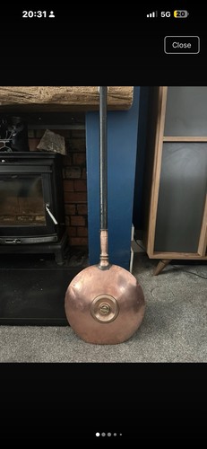 Antique copper bed warmer with - bed,