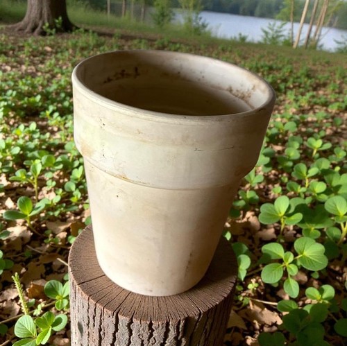 White terracotta clay planter - terracotta,
