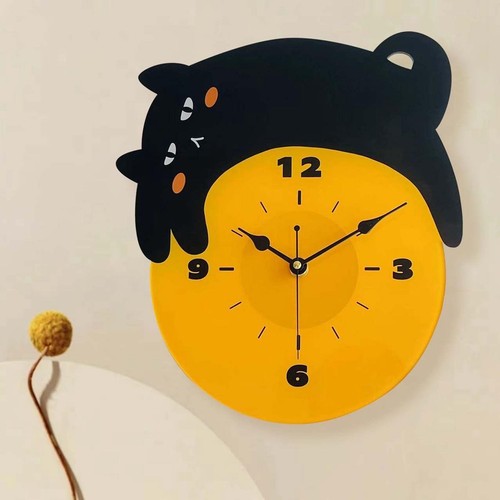 Cat wall clock non - wall, non-ticking