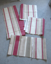 Laura Ashley Awning Stripe Cranberry 4 Fabric Remnants for Crafts Cushions etc