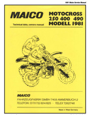Maico motocross 250, 400, 490 modell 1981 technical data, owners manual