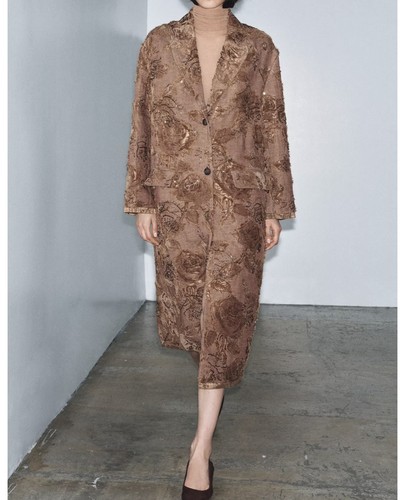 Zara embroidered long coat - , zw