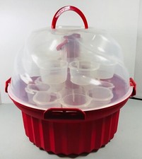 Cupcake Holder Holds 24 Storage Carrier Container Carousel 3 Tier Locking Lid