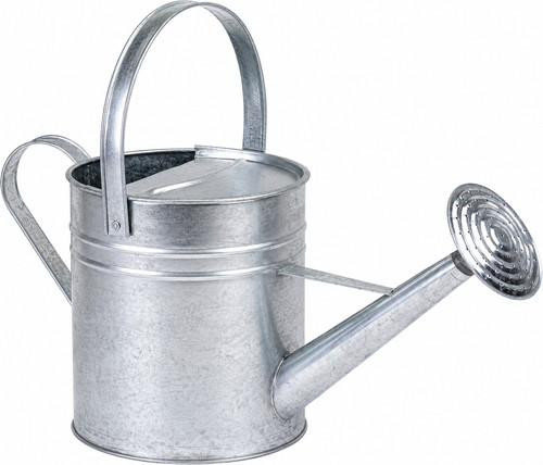 Galvanised metal watering can - metal,