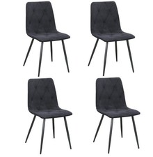 4 x Black Velvet Dining Chairs