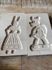 2 Beech Wood Cookie Shortbread Wooden Cookie Mold bear and rabbit 4x6” each