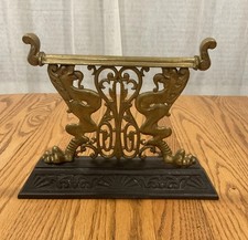 Antique Victorian 19th C Brass Cast Iron Boot Scraper Door Stop 7” Tall