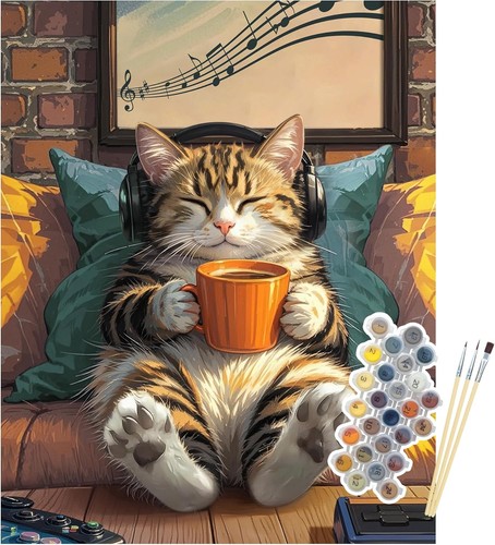 Cat paint numbers kit - paint,