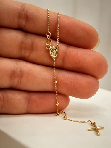 9ct gold rosary beads necklace
