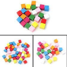 50Pcs Colourful Wooden Cubes Square Blocks Craft Decoration Embellishments DIY