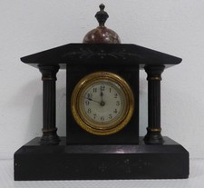 Antique Slate Mantel Clock c.1900 – German Movement – Working – Marble Finial