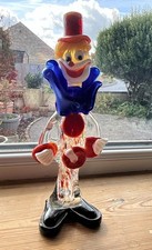 NICE RETRO MURANO GLASS CLOWN FIGURE HAND MADE IN ITALY ORANGE TOP HAT  10” HIGH