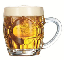 Half Pint Beer Mug Tankard Arcoroc Dimpled Glass Beer to Brim Dimple Mug