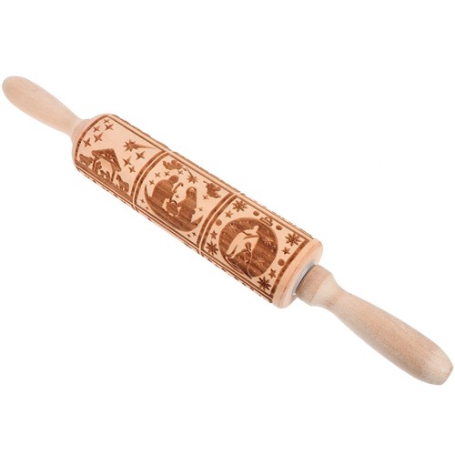 Embossed wooden rolling pin - embossed,