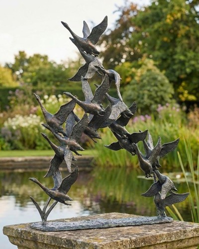 Flying geese garden sculpture - garden,
