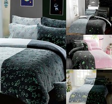 Glow In The Dark Teddy Fleece Duvet Cover Sets Soft Warm Kids Bedding Quilt set