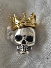 Sterling Silver 925 Skull + Crown Unusual Charm + FREE BRACELET. BNIP UK
