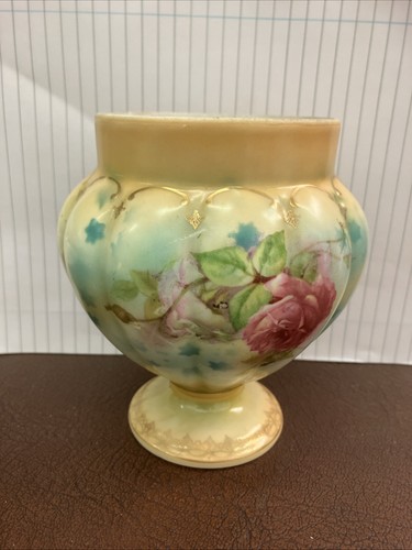 Antique painted milk glass - painted,