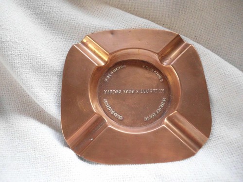 Old copper advertising ashtray - old,