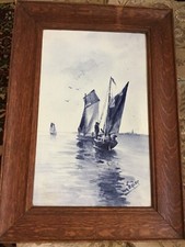 ANTIQUE ROYAL BONN PORCELAIN HAND PAINTED SCENIC PLAQUE ARTIST SIGNED VAN ENDER