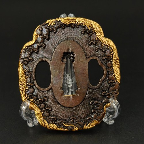 Japanese tsuba water dragon - tsuba,