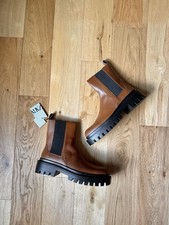 Zara Tan Brown Leather Ankle