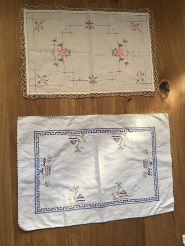 Vintage hand embroidered table - vintage,