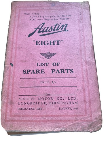 Austin eight list parts - austin, of