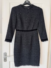 LK Bennett Black Shift Dress DR SPARKLE Tweed UK8 Sequin £275 new