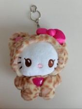 Hello Kitty Leopard Print Bow Mini White Cat Cute Bag Charm Keychain Toy Plush
