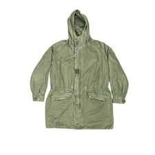 Vintage French Army M-64 Olive Green Cotton Parka Military Jacket Long Coat